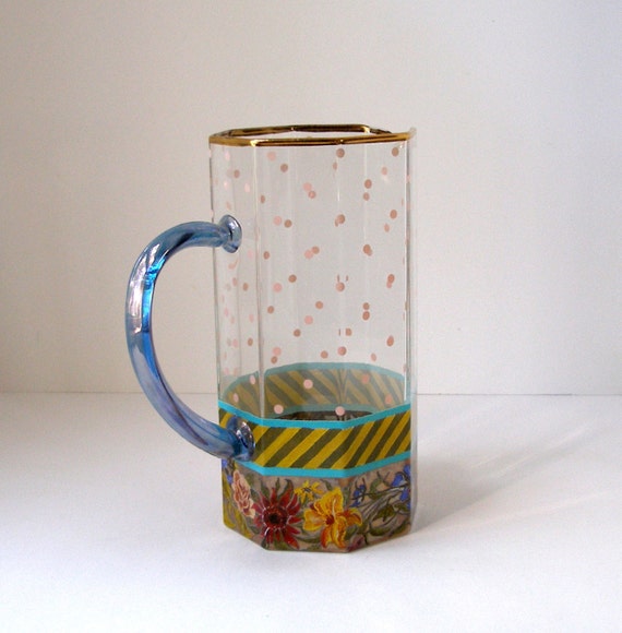Vintage 1980's Mackenzie Childs 46oz Octangonal Pitcher