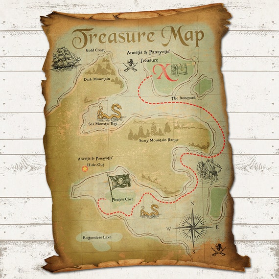 Ahoy There Mateys - Pirate Birthday Treasure Map - Rustic, Vintage ...