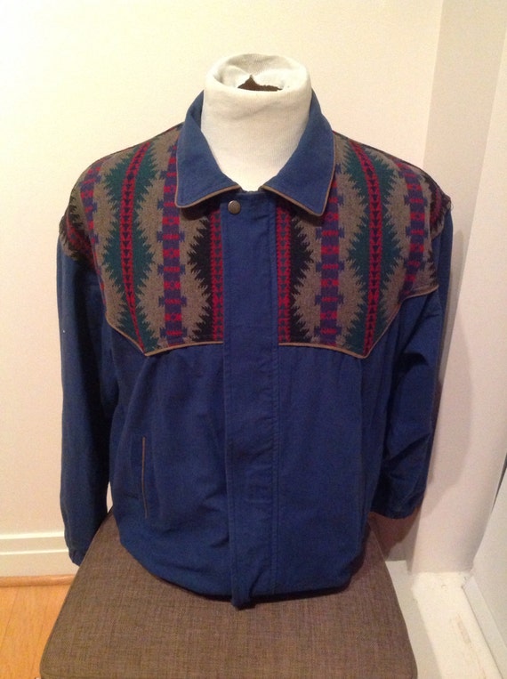 SALE: Pendleton Cotton Zip Up Blue Jacket by IFoundThatVintage