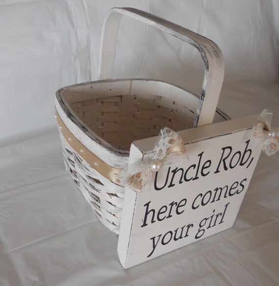 Vintage Custom Flower Girl Basket With Sign by HLCustoms on Etsy