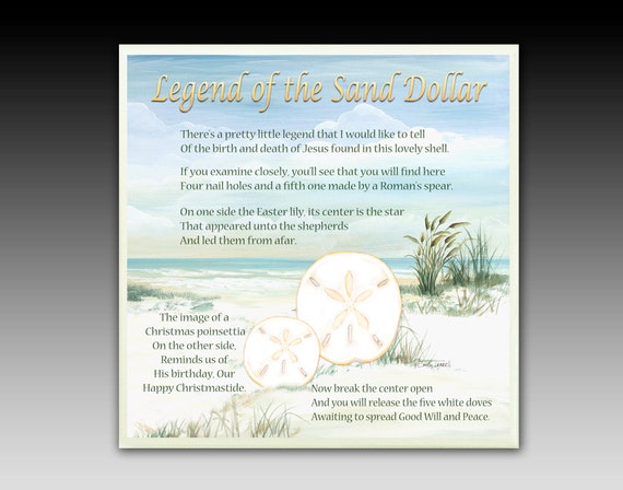 Sand Dollar Legend Poem Quote Sayings Ceramic Tile with Hook