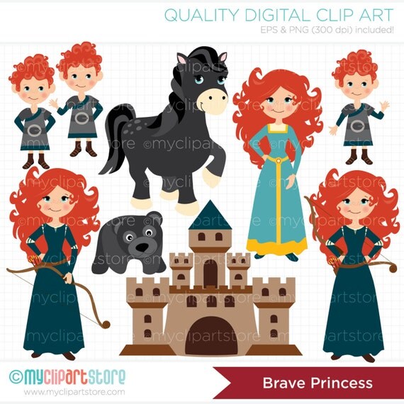 Clipart - The Brave Princess / Marida - Digital Clip Art (Instant Download) Il_570xn