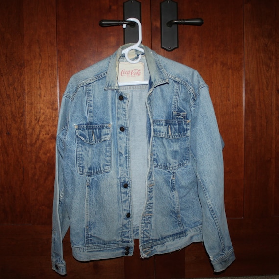 Vintage 1980s Coca Cola Denim Jean Jacket Size by RiverRatAntiques