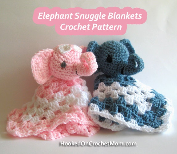 Crochet Pattern Snuggle Lovey Blanket Elephant Toy Amigurumi