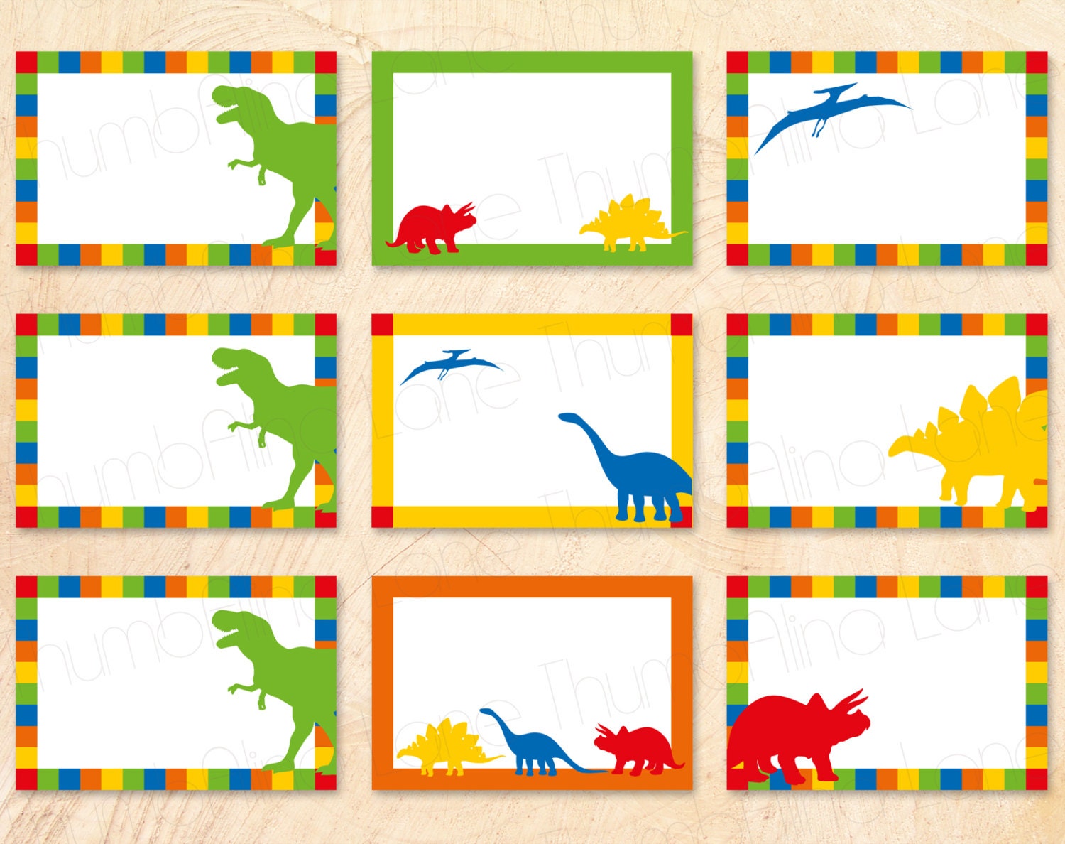 Dinosaur Buffet Cards Food Tags Name Tags DIY TRex Rawr