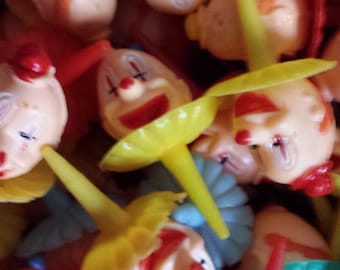 Vintage Kitsch Circus Clown Cupcake Picks