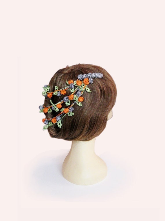 ... Bridal hair comb,flower girl hair comb,wedding Crochet Hair Accessory