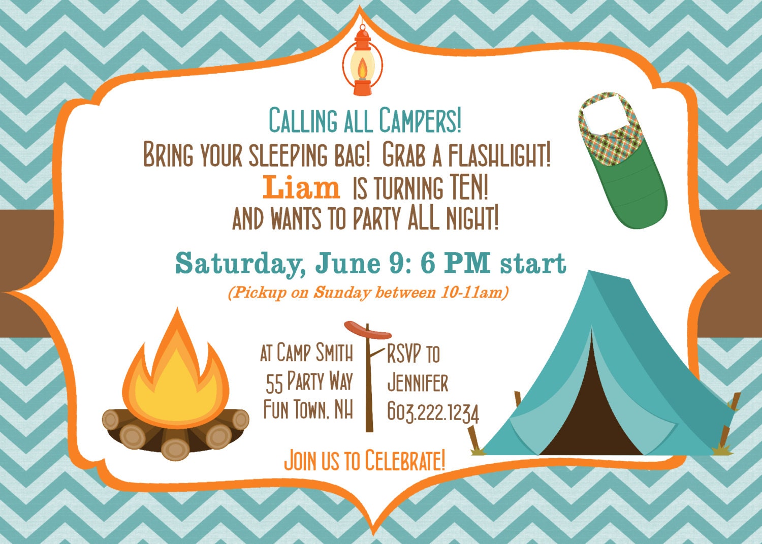 Camping Birthday Invitations Printable 1