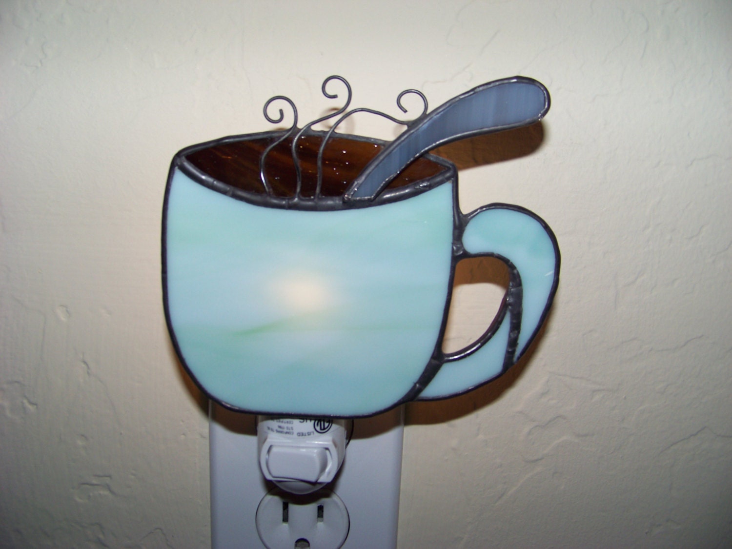 Coffee Cup Night Light by TreeHouseStainedGlas on Etsy