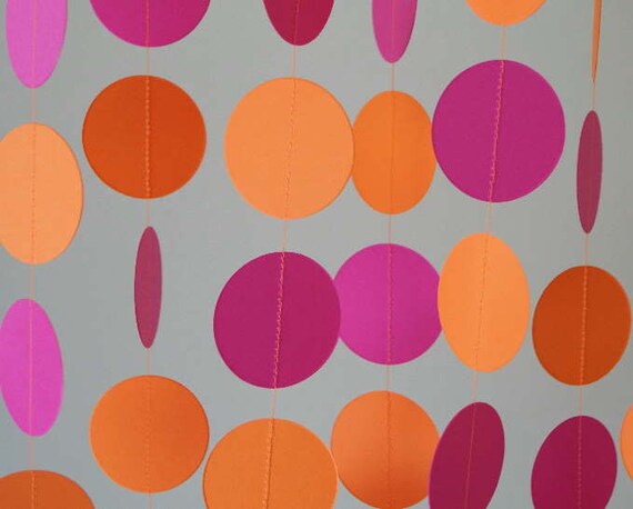 Hot Pink and Orange Paper Garland Girl's Birthday Decor