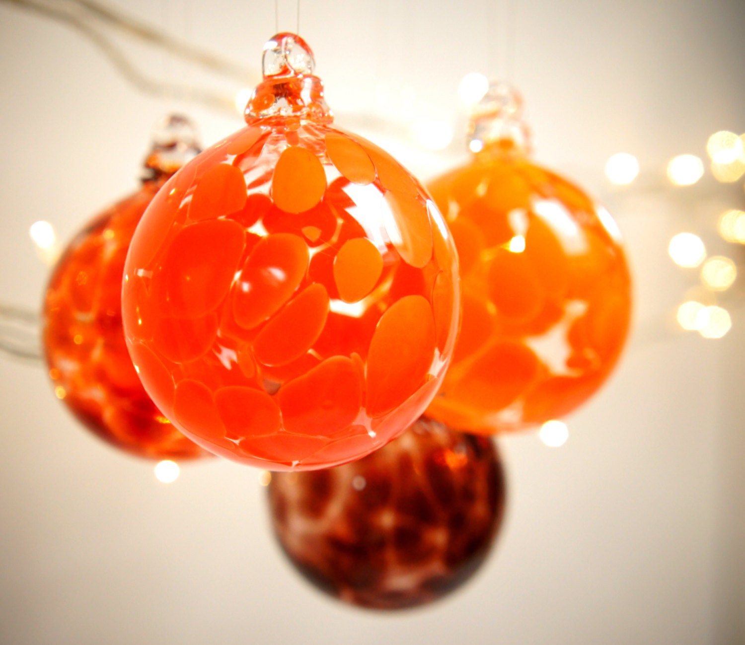 Mini Tangerine Orange Handmade, Blown Glass Christmas Bauble