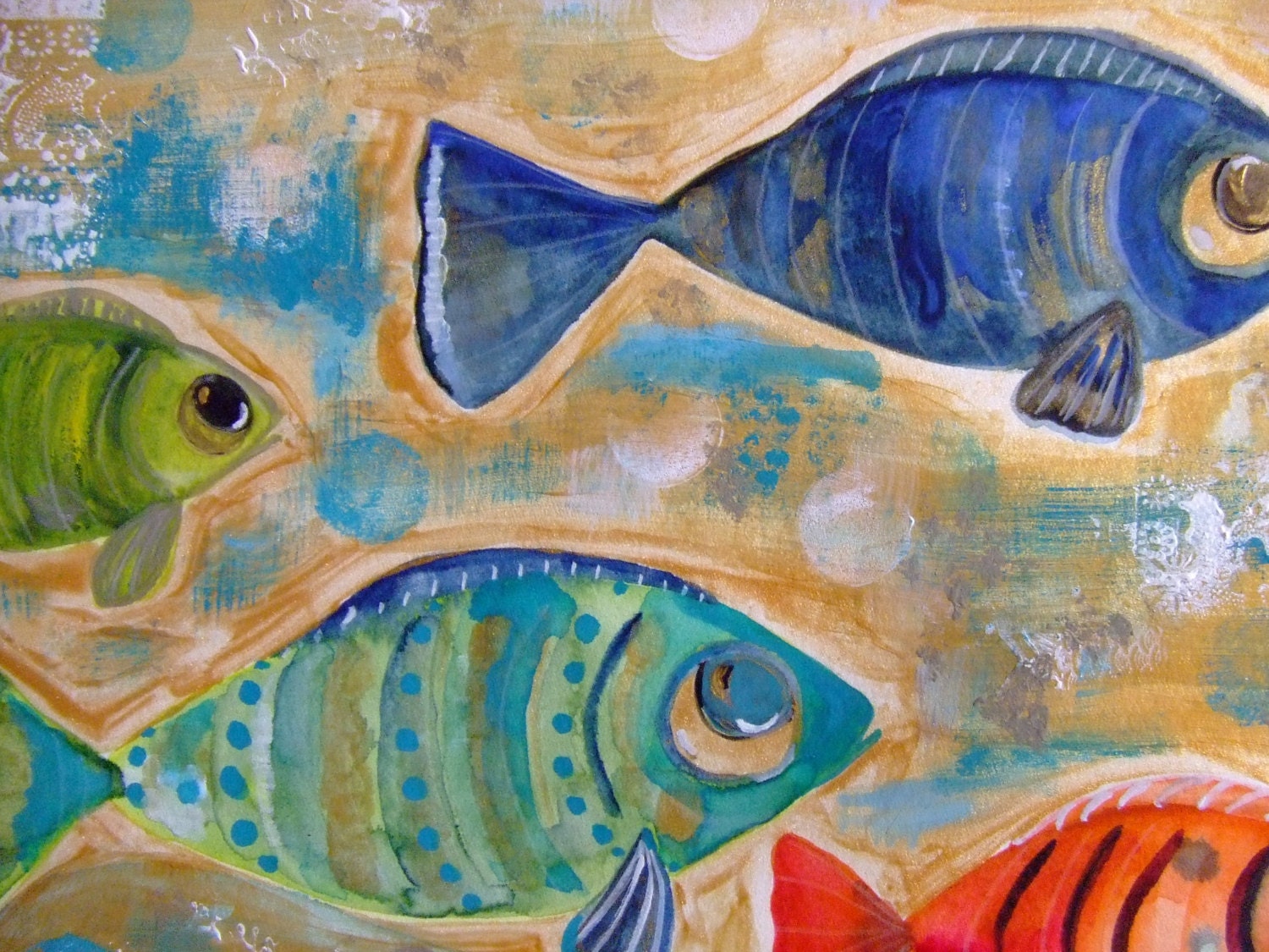  Poissons  Peinture  Originale Acrylique  Gouache Aquarelle Encre