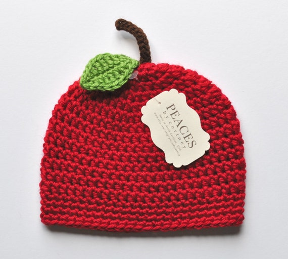 Red Apple Baby Hat Baby Gifts Baby Beanie Newborn Hat Crochet