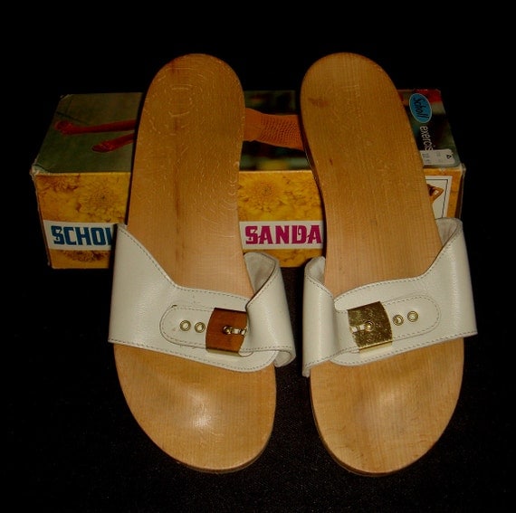 60s 70s Tan Leather Dr Scholls Exercise Sandals Size 10 in