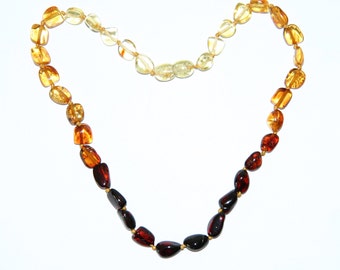 Rainbow color leaves beads Baltic amber teething necklace for your baby 29v