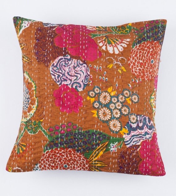 20x20 Floral Pillow in Copper by gypsya on Etsy