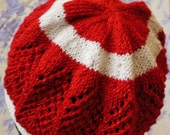 Sparkly Red and White Slouch Hat intricately knit by KnittingMemere Toddler, Child, Teen
