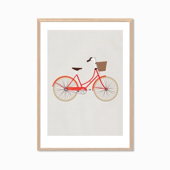 Ride A Red Bike Poster Modern Bicycle by SealDesignStudio on Etsy