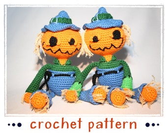 Scarekin - Pumpkin Scarecrow - Crochet Pattern - PDF file - Amigurumi