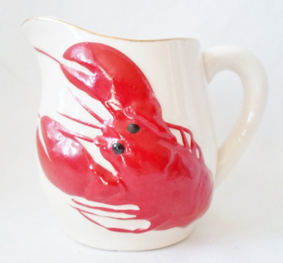 Vintage Lobster Art Pottery Pitcher Creamer Hot butter for