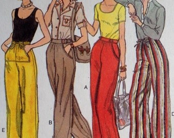 Vintage Pants Pattern, Vogue 9527, 28 Waist, Uncut 1980s Pattern