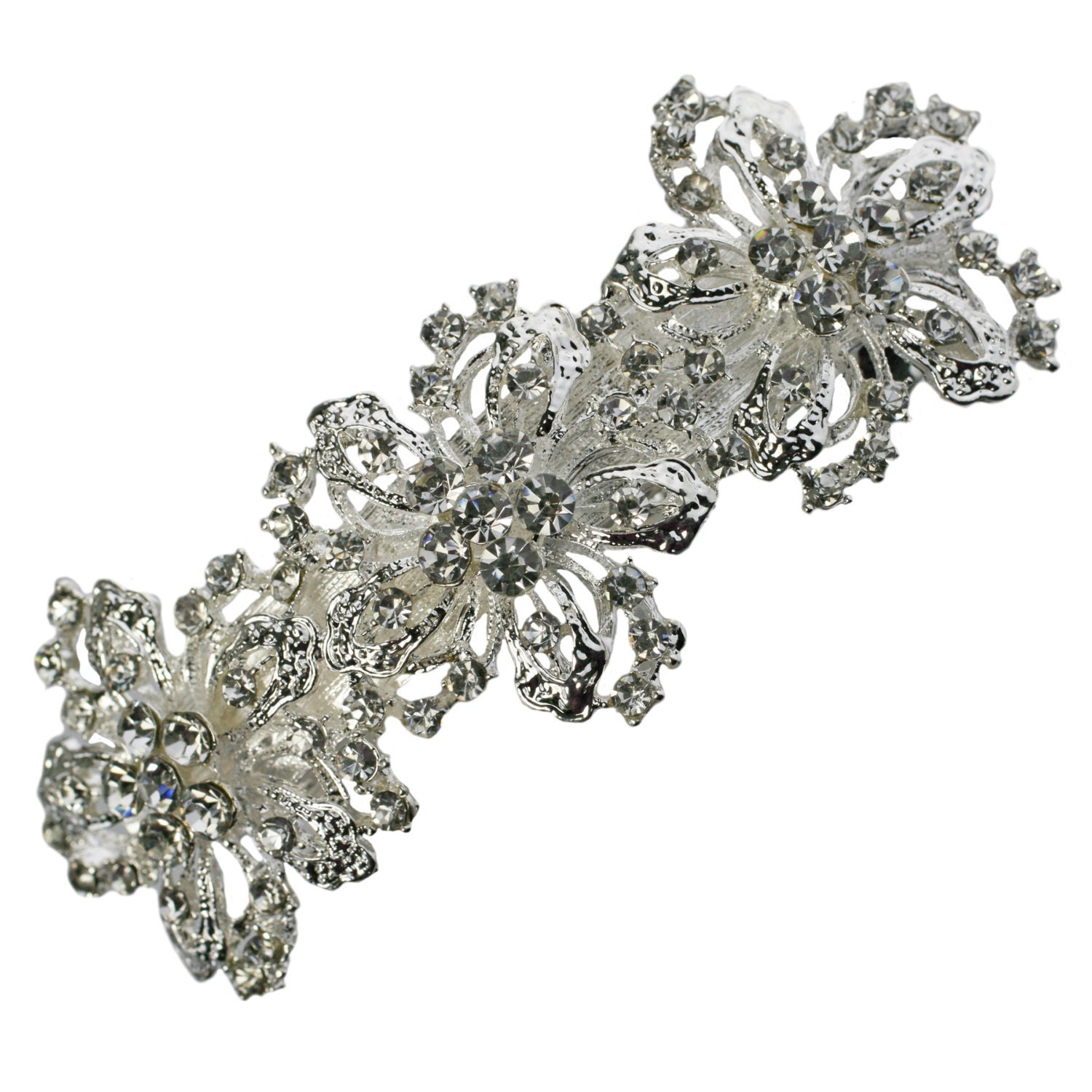 Grand Baroque Floral Hair Clip Rhinestone Vintage Bridal Wedding Accessories