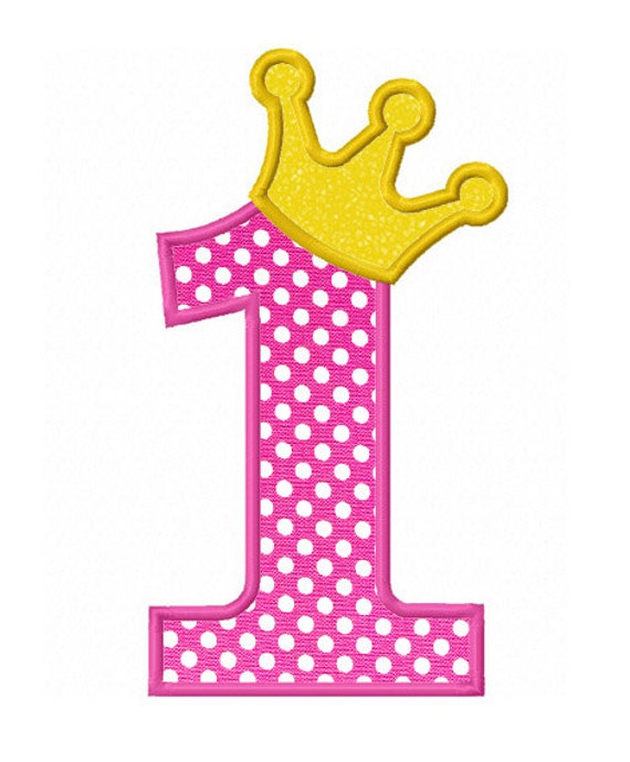 instant download number 1 with crown applique machine