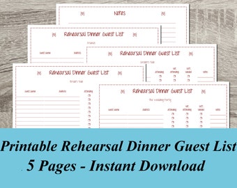 INSTANT DOWNLOAD Wedding Guest List PDF Wedding Planning 6