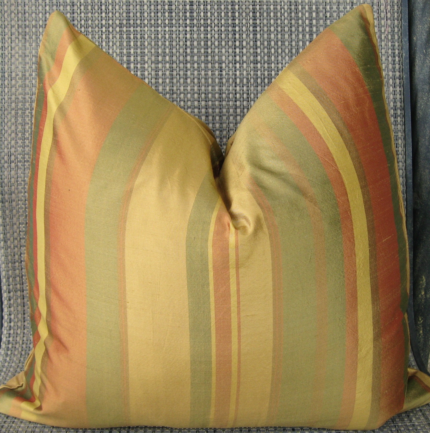 Euro size. Two Silk Stripe Pillow Covers Brown by InteriorLuxuries