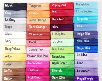 20 Yards 5/8" Fold Over Elastic - Combo Pack - You Choose Color - 62 Colors Available - DIY Headband/Hair Ties/Hair Accessories Supplies