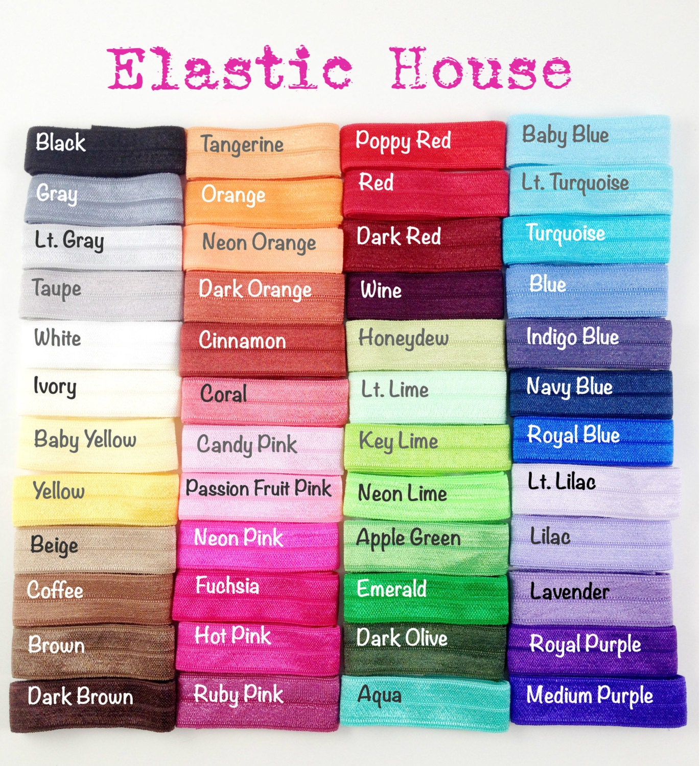 20 Yards 5/8 Fold Over Elastic Combo Pack You