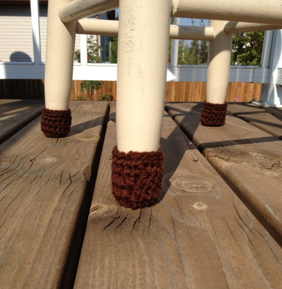 Medium brown crochet chair socks chair booties with elastic