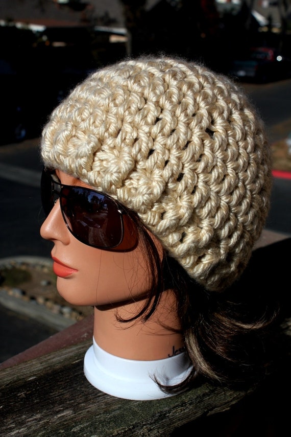 Cream Hat Bad Hair Day Beanie Cream Crochet Beanie Hat