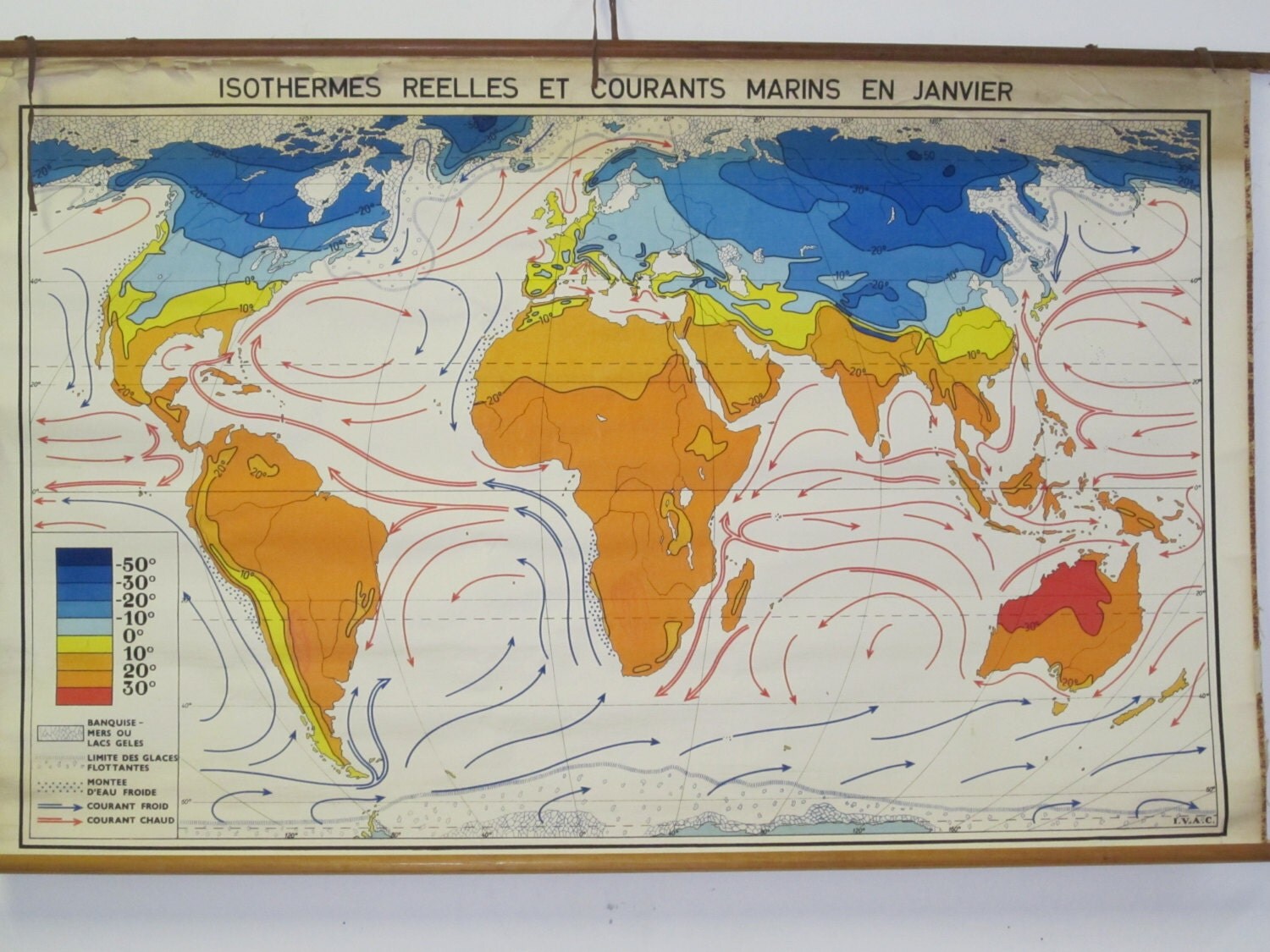 Vintage World Climate Map from Belgium