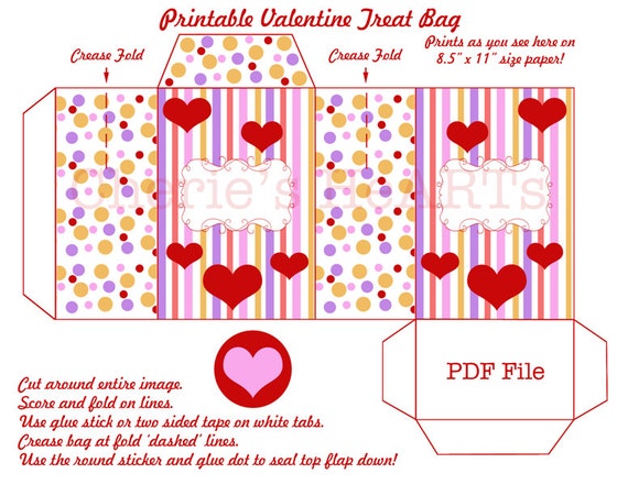 Valentine Printables Valentine Treat Bag Instant by CheriesHeARTs