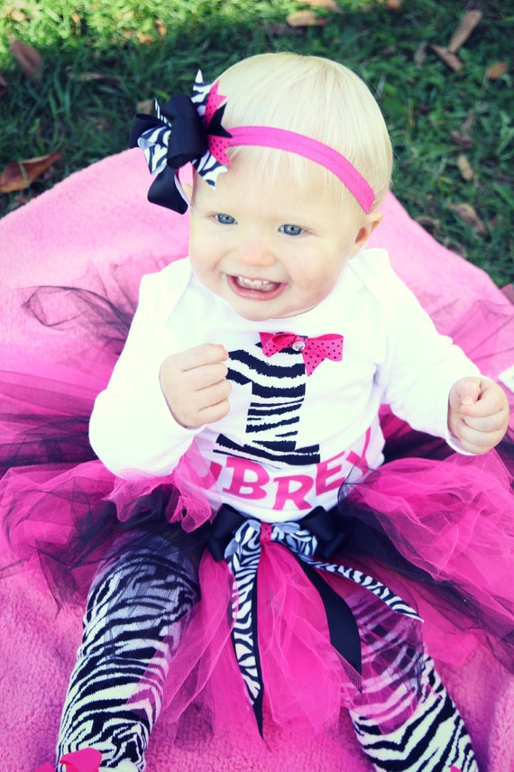 Hot Pink and Zebra Birthday Outfit Customizable FREE