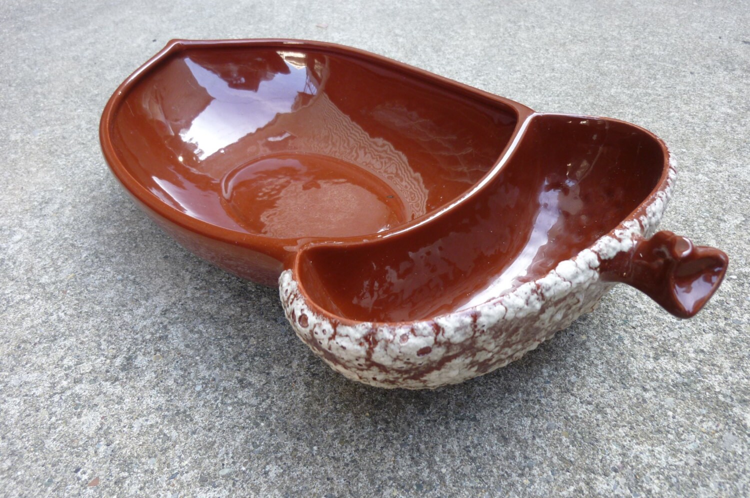 Vintage Nut Bowl Ceramic Divided Acorn Dish Made by Lou