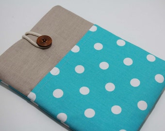 MacBook Air 13 inch Sleeve New Macbook Pro 13 Case Macbook Foam Padded Handmade Cover- Polka Dots Blue