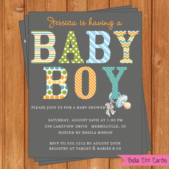 Baby Shower | Boy Patterns Invitation | Ms Word Template ...