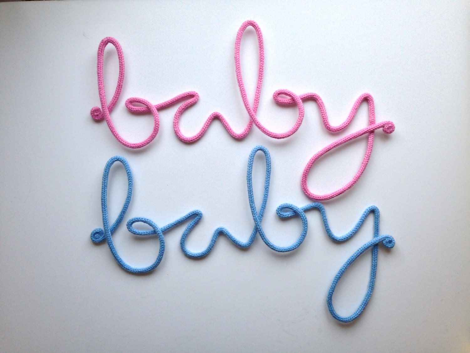 Big baby crochet cursive wire wall word sign by SatarasWireCrafts