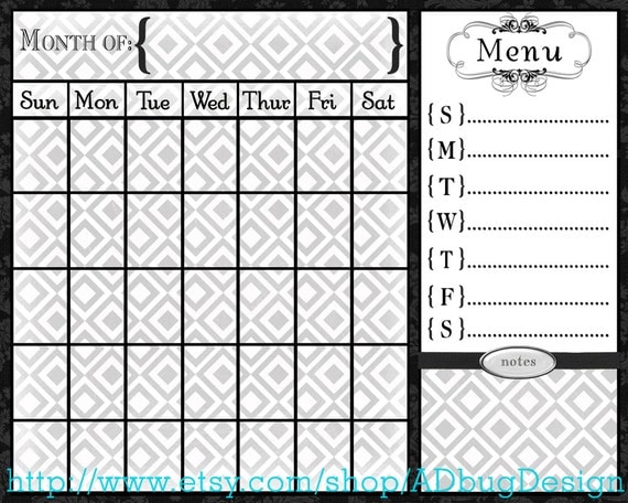 items similar to diana horizontal calendar 16x20 printable dry erase