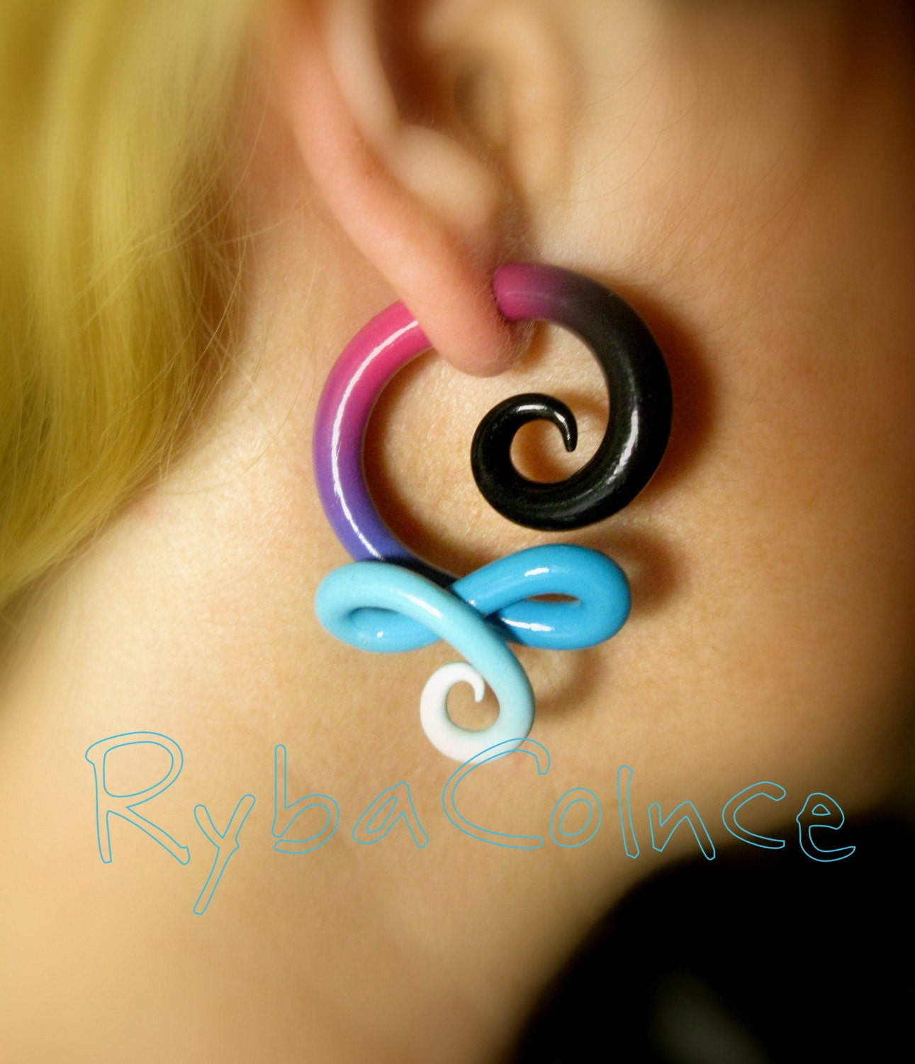 Fake ear gauges Faux gauge/Gauge earrings/Tentacle