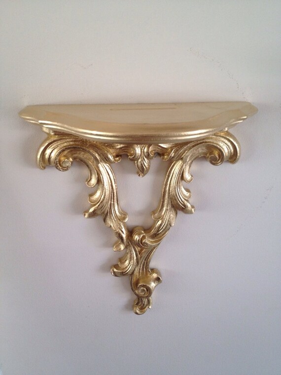 Ornate Gilt Wall Sconce with Shelf