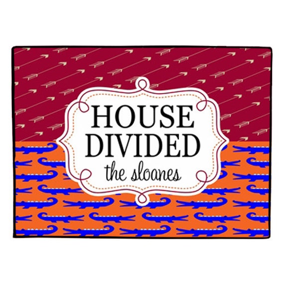 House Divided Doormat Personalized Door Mat Collegiate Dorm Rug ...