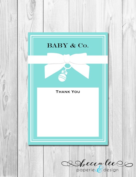 INSTANT DOWNLOAD - Baby & Co Thank You Note - Tiffany Theme - DIY - Printable Il_570xn