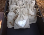 Favor Bags - Drawstring Burlap Linen - Wedding Favor Bags - Set of 25