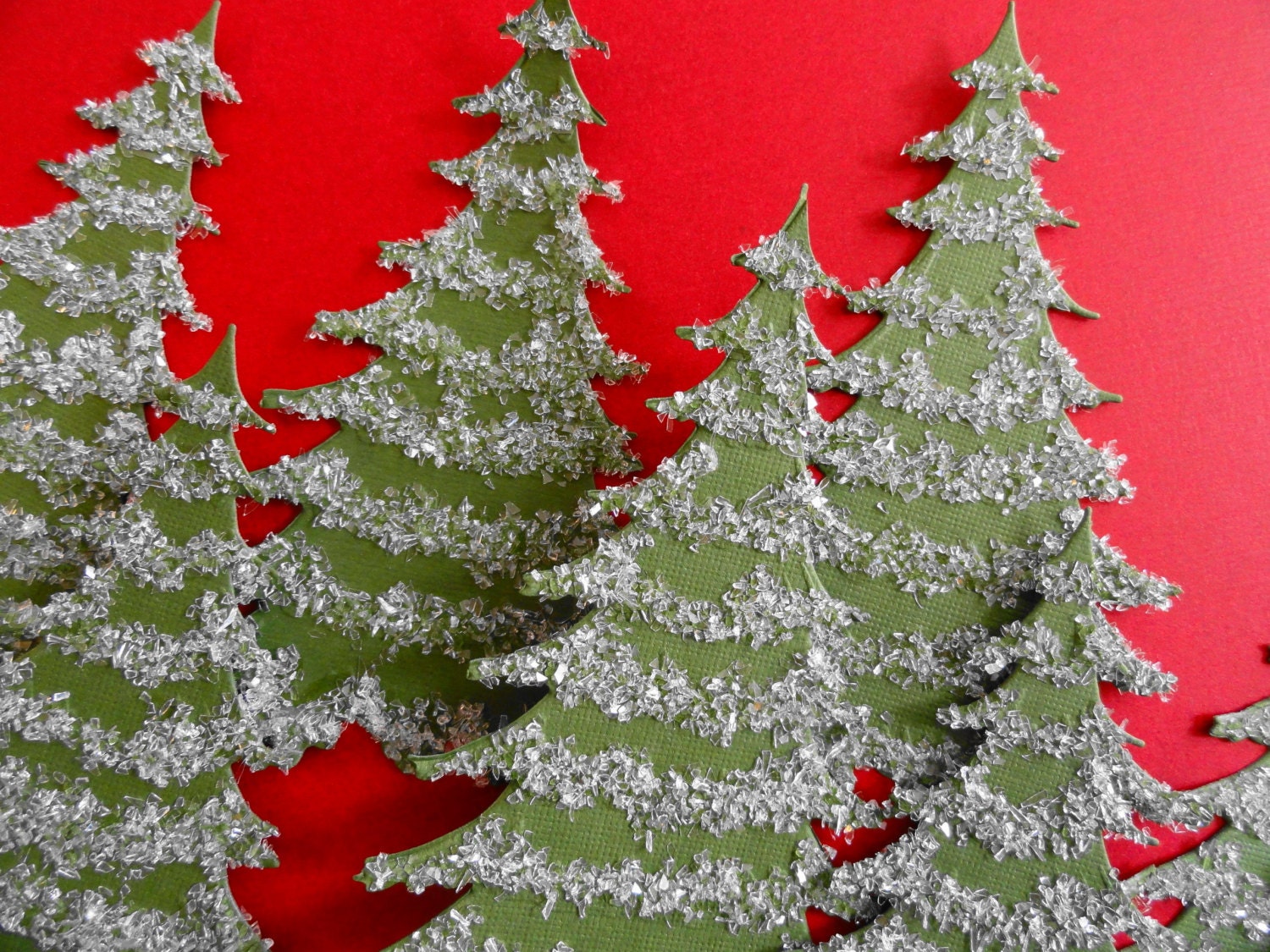 die cut snow dusted christmas trees set of 8 by lecardshoppe die cut snow dusted christmas trees set of 8 by lecardshoppe