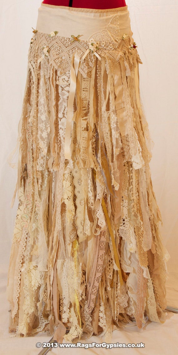 Exquisite Gypsy Esmeralda Ragged Tattered Long Skirt