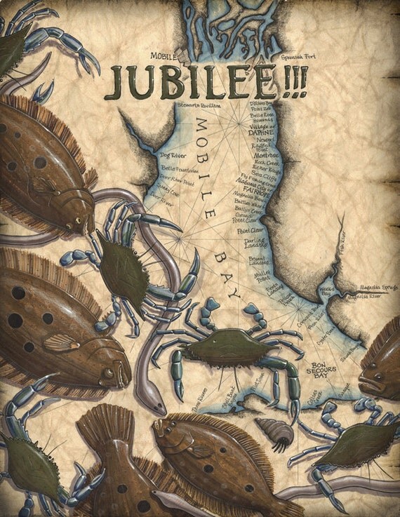 Jubilee Art Print Mobile Bay Jubilee 11 x 14