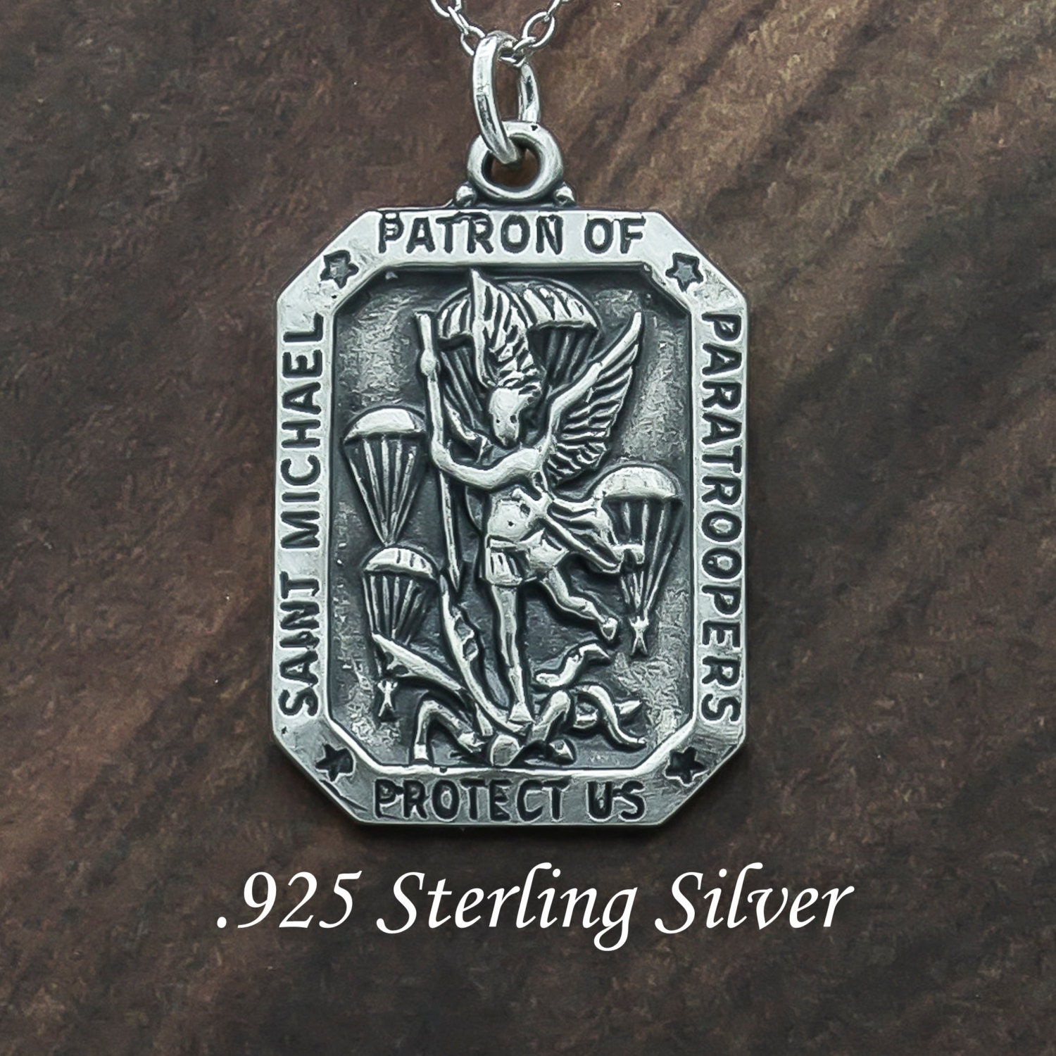 Saint Michael Patron of Paratroopers 925 Sterling Silver